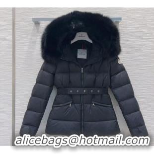 Best Price Moncler Belted Down Jacket 0106 Black 2025