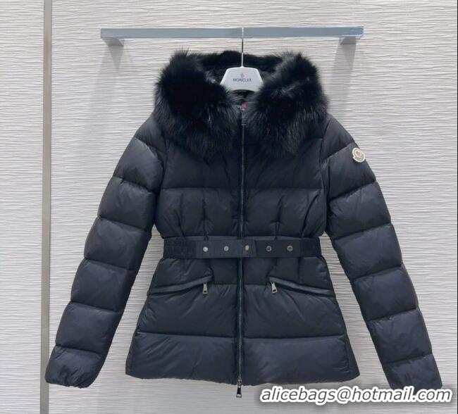 Best Price Moncler Belted Down Jacket 0106 Black 2025