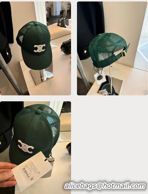 Luxury Discount Celine Embroidered Trucker Hat Baseball Hat Triomphe 0403 Green