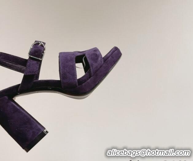 Good Looking Hermes Jazz High Heel Sandals 10.5cm in Suede Purple 1230096