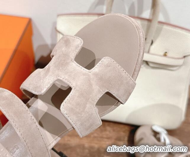 Good Quality Hermes Jazz High Heel Sandals 10.5cm in Suede Grey 1230098