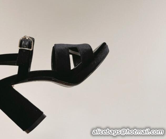 Good Product Hermes Jazz High Heel Sandals 10.5cm in Velvet Black 1230100