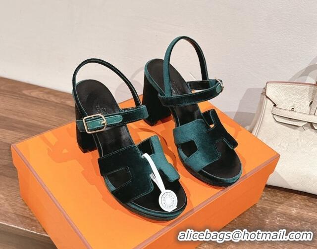 Trendy Design Hermes Jazz High Heel Sandals 10.5cm in Velvet Green 1230101