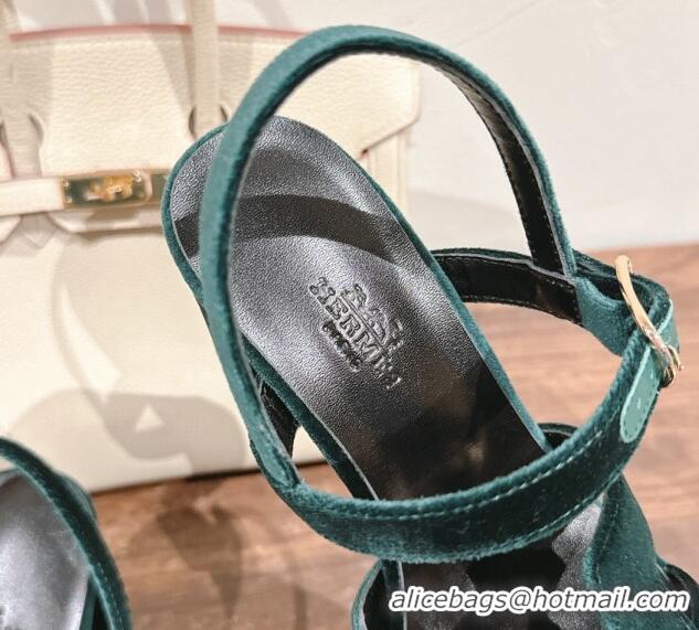 Trendy Design Hermes Jazz High Heel Sandals 10.5cm in Velvet Green 1230101