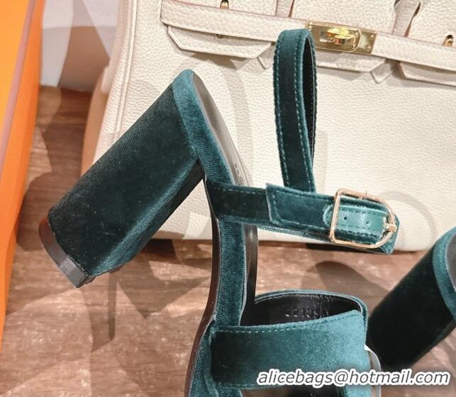 Trendy Design Hermes Jazz High Heel Sandals 10.5cm in Velvet Green 1230101