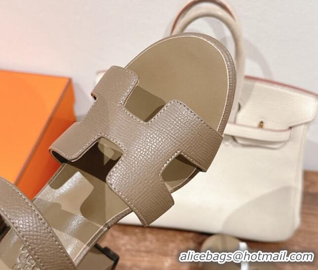 Stylish Hermes Jazz High Heel Sandals 10.5cm in Grained Calfskin Grey 1230102