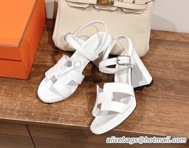 Good Looking Hermes Jazz High Heel Sandals 10.5cm in Smooth Calfskin White 1230108