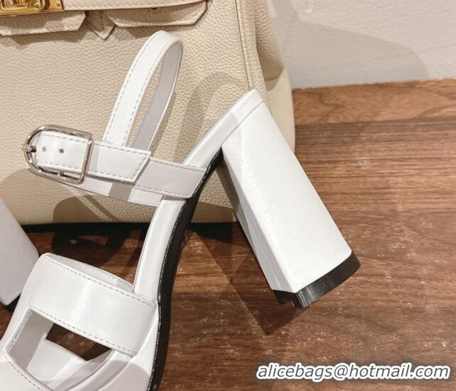 Good Looking Hermes Jazz High Heel Sandals 10.5cm in Smooth Calfskin White 1230108