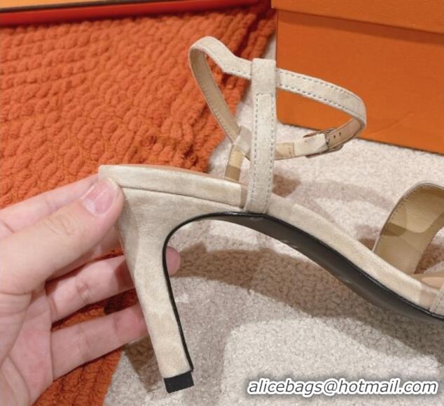 Best Product Hermes Heden Heel Sandals 8cm in Suede Beige 1230125