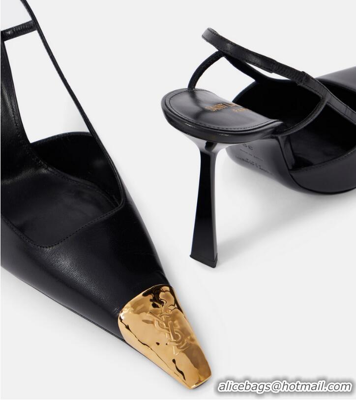 Shop Discount Saint Laurent Jeanne 110 Leather Slingback Pumps Y54328 Black/Gold