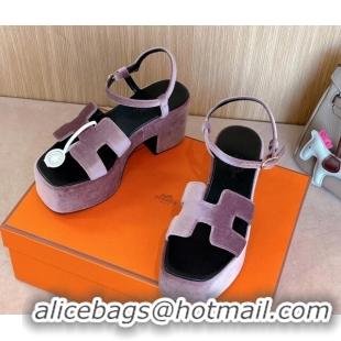 Big Discount Hermes Jam Platform Sandals 7.5cm in Velvet Purple 1230136