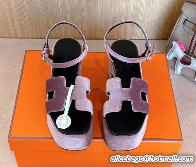 Big Discount Hermes Jam Platform Sandals 7.5cm in Velvet Purple 1230136