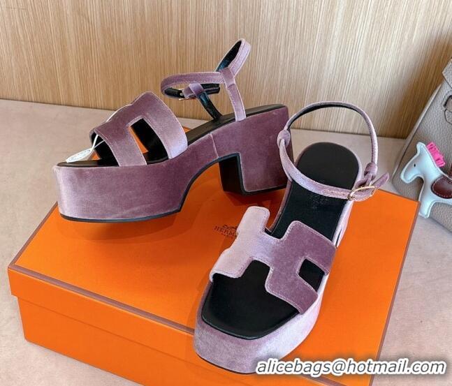 Big Discount Hermes Jam Platform Sandals 7.5cm in Velvet Purple 1230136