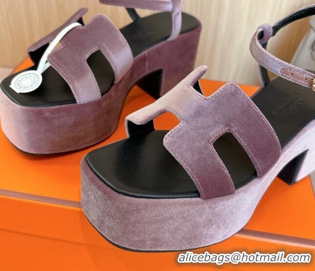 Big Discount Hermes Jam Platform Sandals 7.5cm in Velvet Purple 1230136