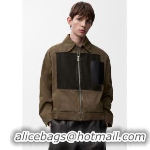 Spot Inexpensive Loewe Jacket In Cotton LE7425 Khaki Green