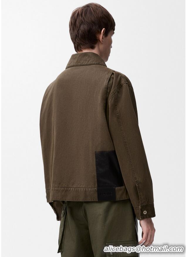 Spot Inexpensive Loewe Jacket In Cotton LE7425 Khaki Green