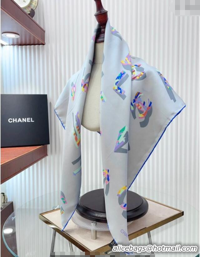 Top Quality Chanel Silk Sqaure Scarf 90x90cm 061907 Light Blue 2024