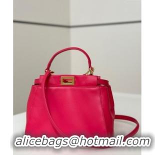 Luxury Discount Fendi Peekaboo Mini Bag in Soft Lambskin 8315 Fuchsia Pink 2025