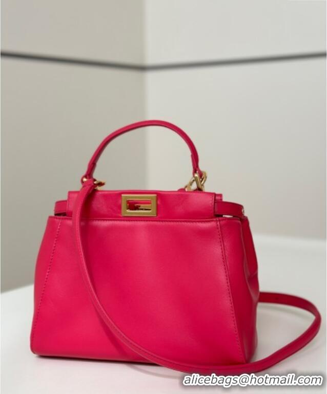 Luxury Discount Fendi Peekaboo Mini Bag in Soft Lambskin 8315 Fuchsia Pink 2025