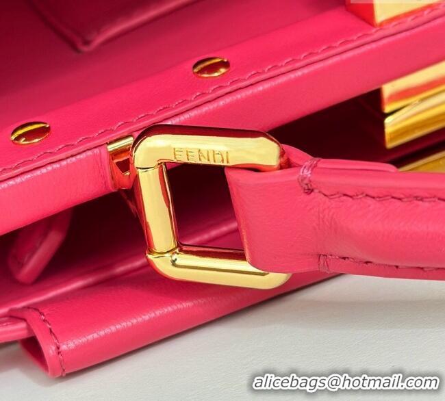 Luxury Discount Fendi Peekaboo Mini Bag in Soft Lambskin 8315 Fuchsia Pink 2025