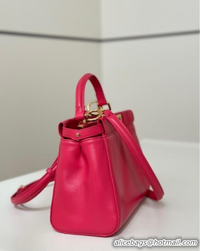 Luxury Discount Fendi Peekaboo Mini Bag in Soft Lambskin 8315 Fuchsia Pink 2025