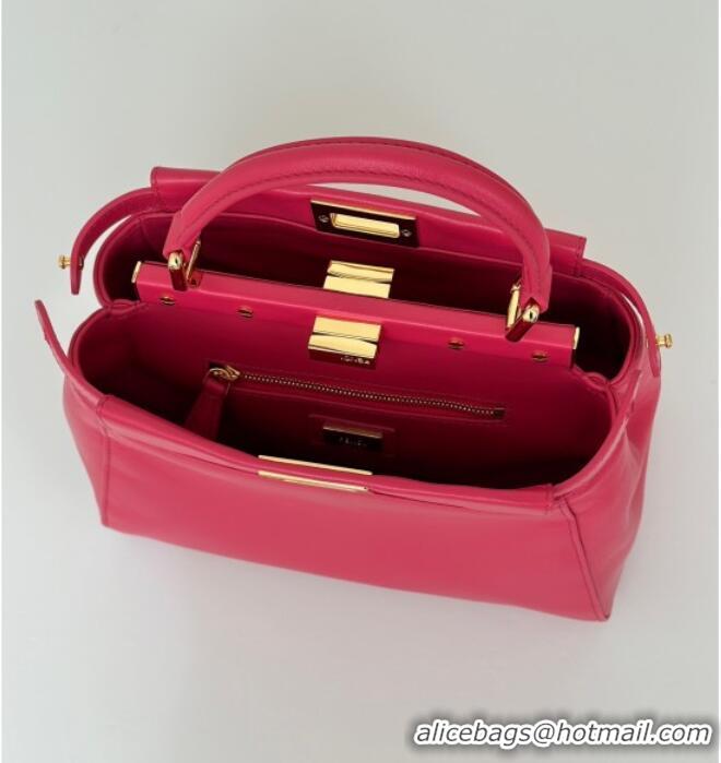 Luxury Discount Fendi Peekaboo Mini Bag in Soft Lambskin 8315 Fuchsia Pink 2025