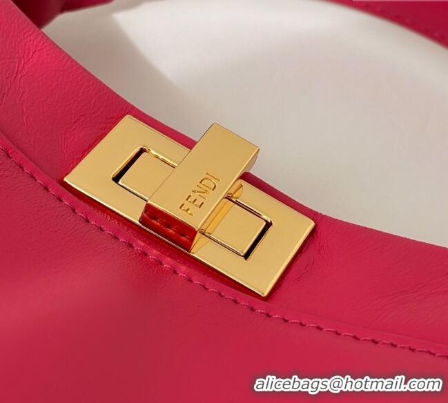 Luxury Discount Fendi Peekaboo Mini Bag in Soft Lambskin 8315 Fuchsia Pink 2025