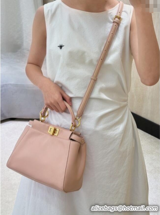 Popular Style Fendi Peekaboo Mini Bag in Soft Lambskin 8315 Baby Pink 2025