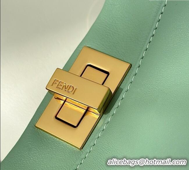 Good Product Fendi Peekaboo Mini Bag in Soft Lambskin 8315 Light Green 2025