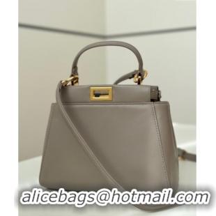 Luxury Discount Fendi Peekaboo Mini Bag in Soft Lambskin 8315 Light Grey 2025