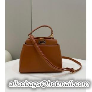 Top Grade Fendi Peekaboo Mini Bag in Soft Lambskin 8315B Brown 2025