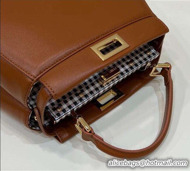 Top Grade Fendi Peekaboo Mini Bag in Soft Lambskin 8315B Brown 2025