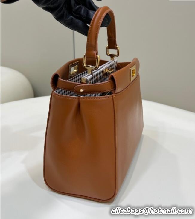 Top Grade Fendi Peekaboo Mini Bag in Soft Lambskin 8315B Brown 2025