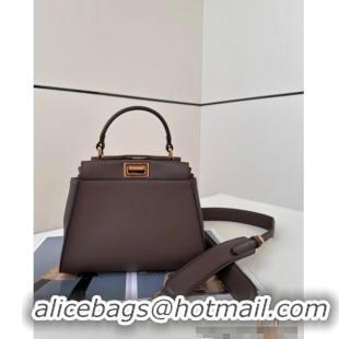 Best Price Fendi Peekaboo Mini Bag in Calfskin Leather 2125 Dark Grey 2025 Top Quality