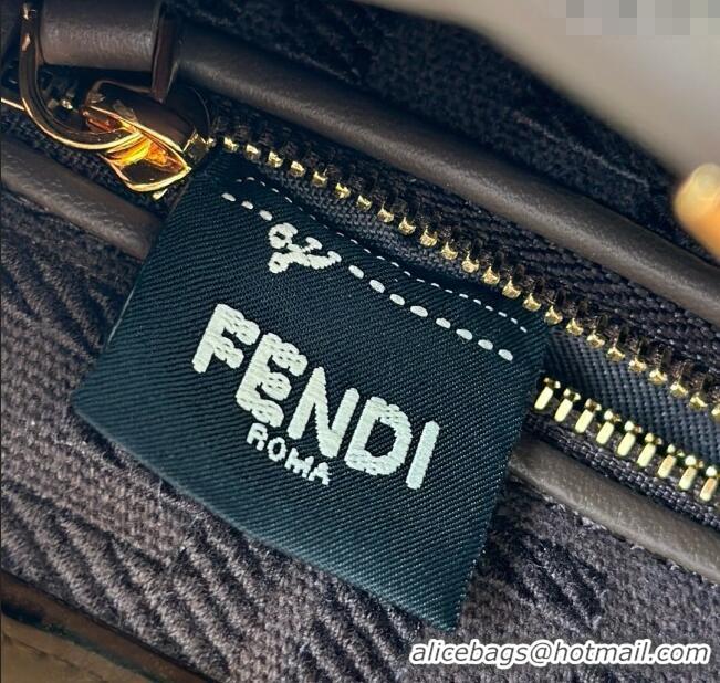 Best Price Fendi Peekaboo Mini Bag in Calfskin Leather 2125 Dark Grey 2025 Top Quality