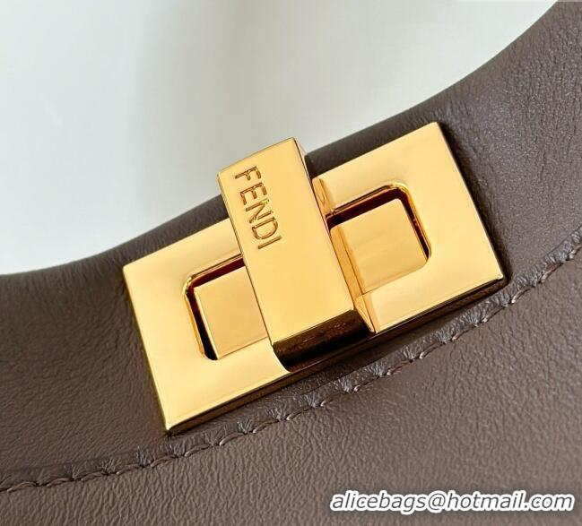 Best Price Fendi Peekaboo Mini Bag in Calfskin Leather 2125 Dark Grey 2025 Top Quality