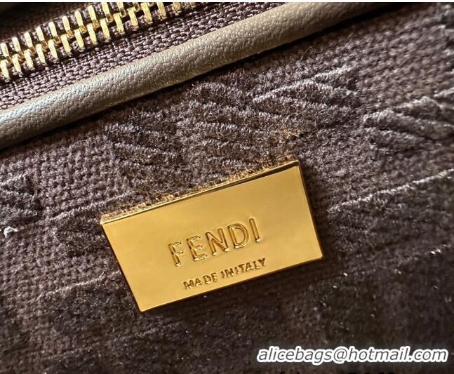 Best Price Fendi Peekaboo Mini Bag in Calfskin Leather 2125 Dark Grey 2025 Top Quality