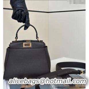 Promotional Fendi Peekaboo Mini Bag in Calfskin Leather 2125 Dark Coffee Brown 2025 Top Quality