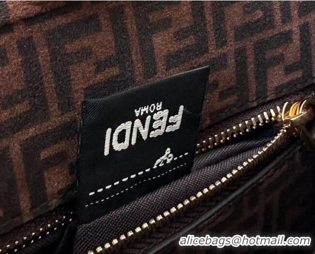 Promotional Fendi Peekaboo Mini Bag in Calfskin Leather 2125 Dark Coffee Brown 2025 Top Quality