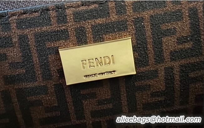 Promotional Fendi Peekaboo Mini Bag in Calfskin Leather 2125 Dark Coffee Brown 2025 Top Quality