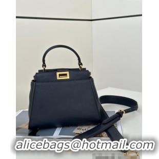 Best Design Fendi Peekaboo Mini Bag in Calfskin Leather 2125 Dark Royal Blue 2025 Top Quality