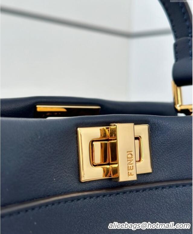 Best Design Fendi Peekaboo Mini Bag in Calfskin Leather 2125 Dark Royal Blue 2025 Top Quality