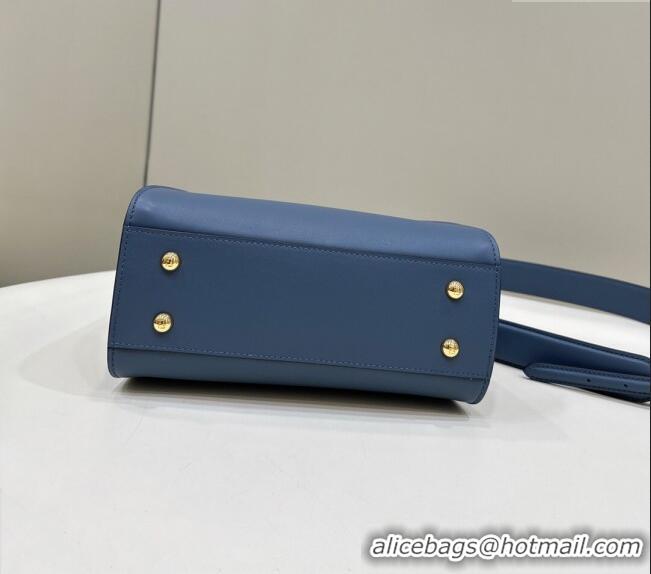 Spot Fendi Peekaboo Mini Bag in Calfskin Leather 2125 Morocco Blue 2025 Top Quality