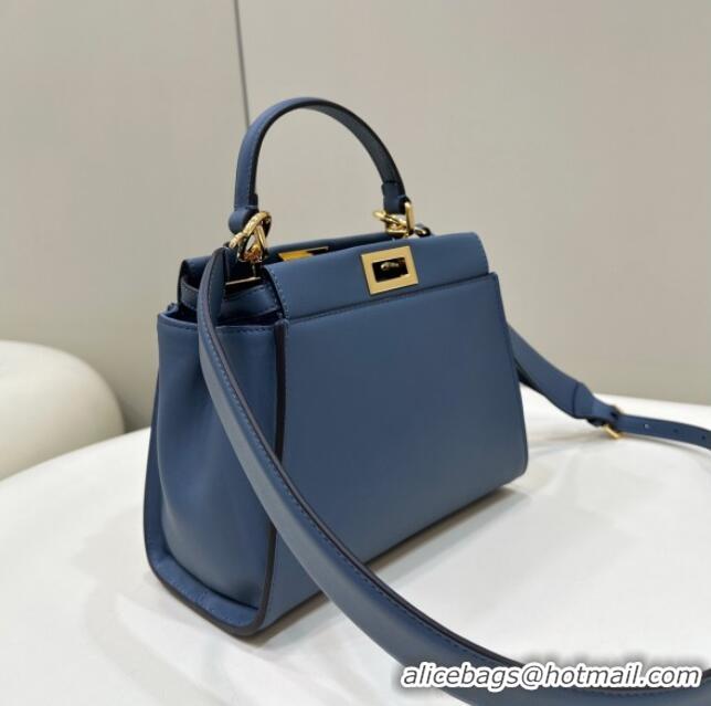 Spot Fendi Peekaboo Mini Bag in Calfskin Leather 2125 Morocco Blue 2025 Top Quality