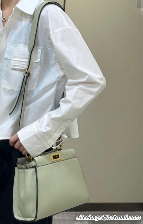 Well Crafted Fendi Peekaboo Mini Bag in Calfskin Leather 2125 Pale Green 2025 Top Quality