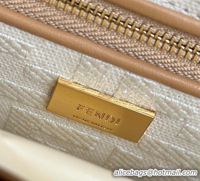 New Design Fendi Peekaboo Mini Bag in Calfskin Leather 2125 Milky Tea Beige 2025 Top Quality