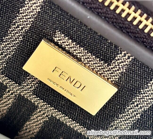 Cheapest Fendi Peekaboo Mini Bag in Calfskin Leather 2125 Chocolate Brown 2025 Top Quality