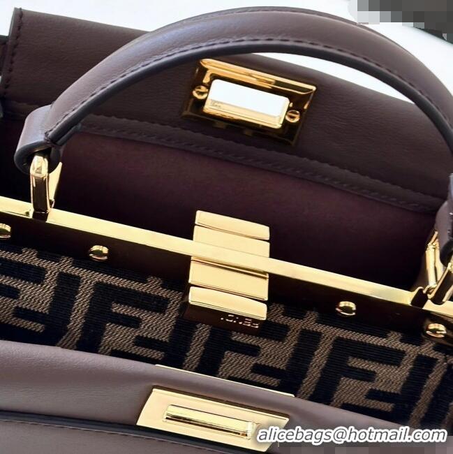 Cheapest Fendi Peekaboo Mini Bag in Calfskin Leather 2125 Chocolate Brown 2025 Top Quality