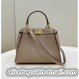 Most Popular Fendi Peekaboo Mini Bag in Calfskin Leather 2125 Dove Grey 2025 Top Quality