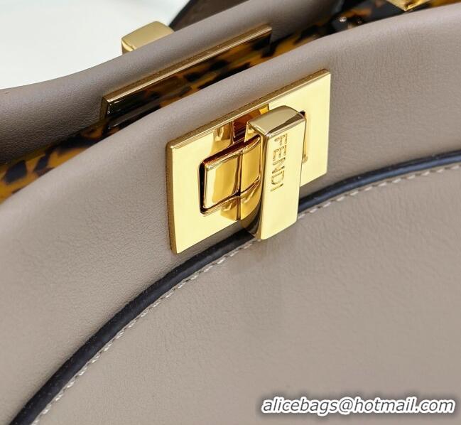 Most Popular Fendi Peekaboo Mini Bag in Calfskin Leather 2125 Dove Grey 2025 Top Quality